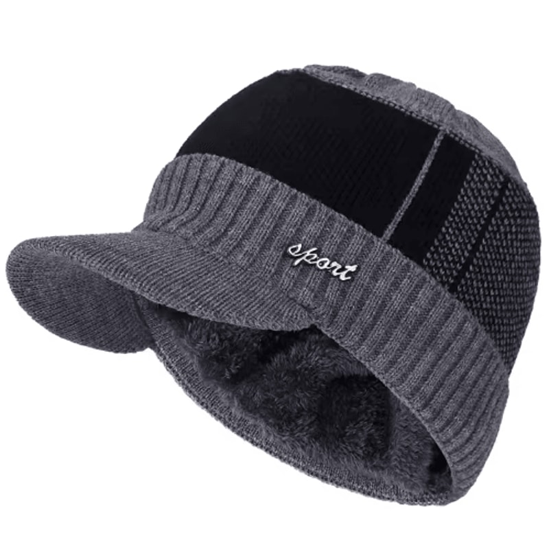 Unisex FurLined Winter Beanie With Brim Thick Knit Warm Hat For Men Women 4