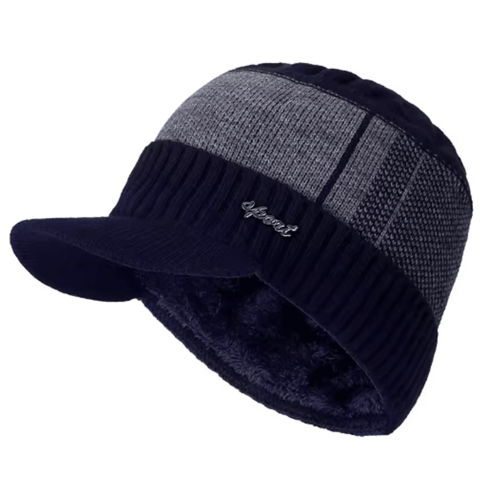 Unisex FurLined Winter Beanie With Brim Thick Knit Warm Hat For Men Women 6