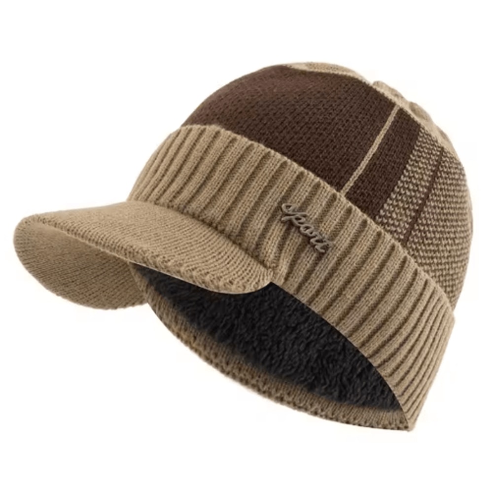 Unisex FurLined Winter Beanie With Brim Thick Knit Warm Hat For Men Women 8