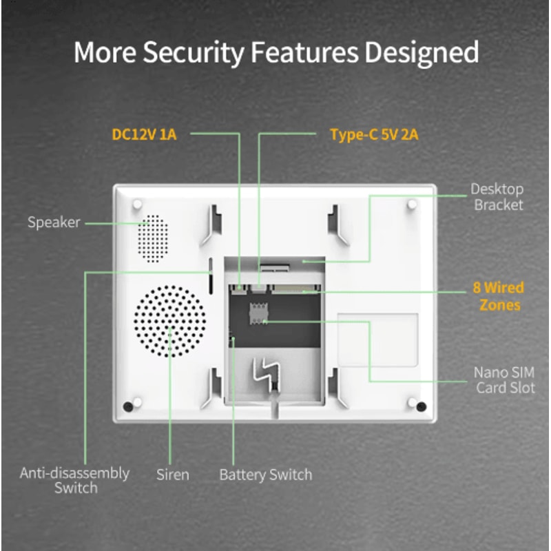 Staniot 7Inch Smart Home Alarm System WiFi 4G Wireless Security Kit With 115dB Siren 11