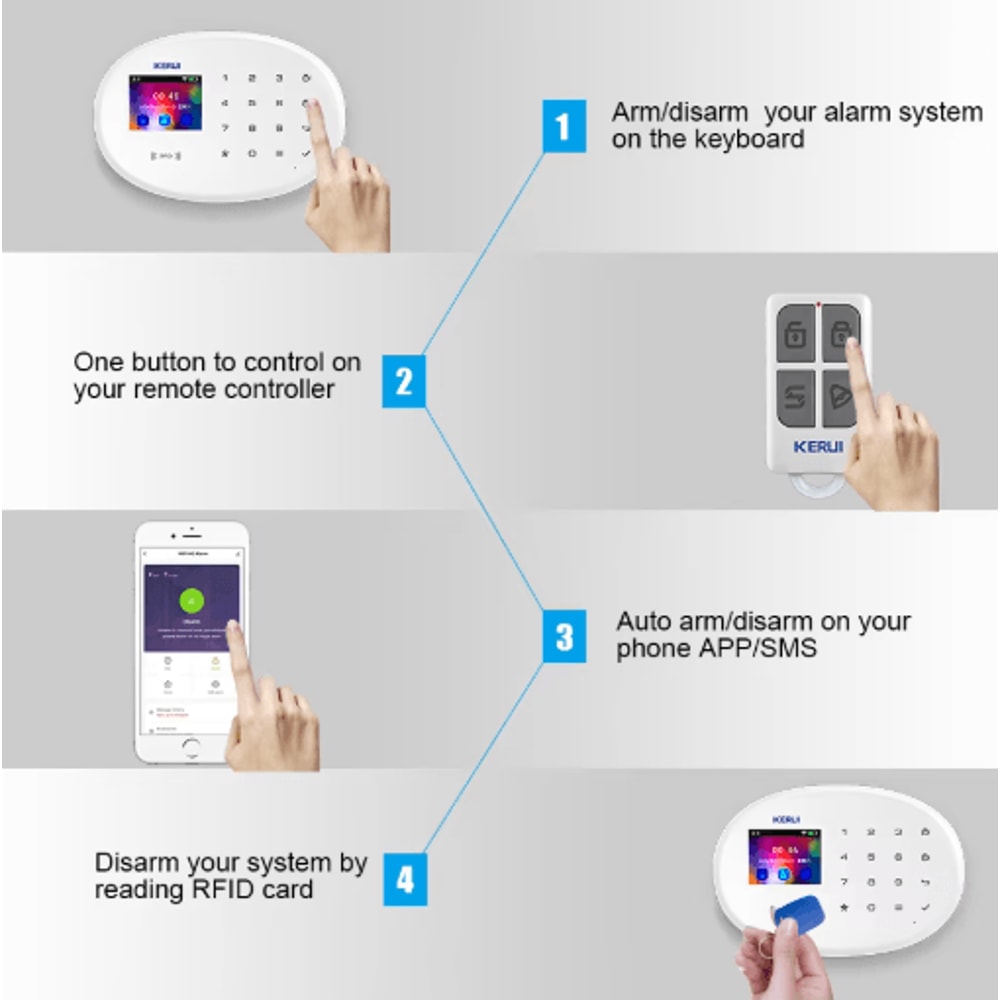 KERUI Smart Home Alarm System WiFi GSM 433MHz Wireless Security Kit 9