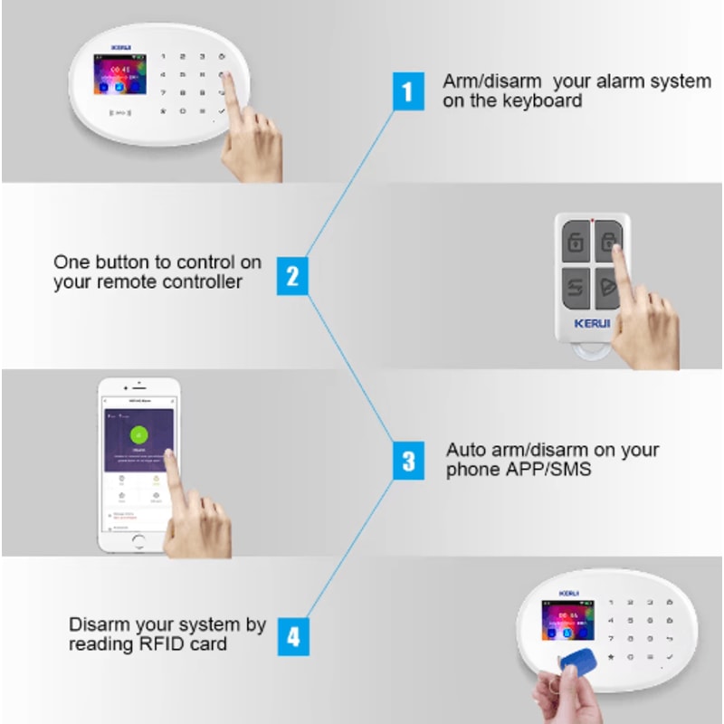 KERUI Smart Home Alarm System WiFi GSM 433MHz Wireless Security Kit 9