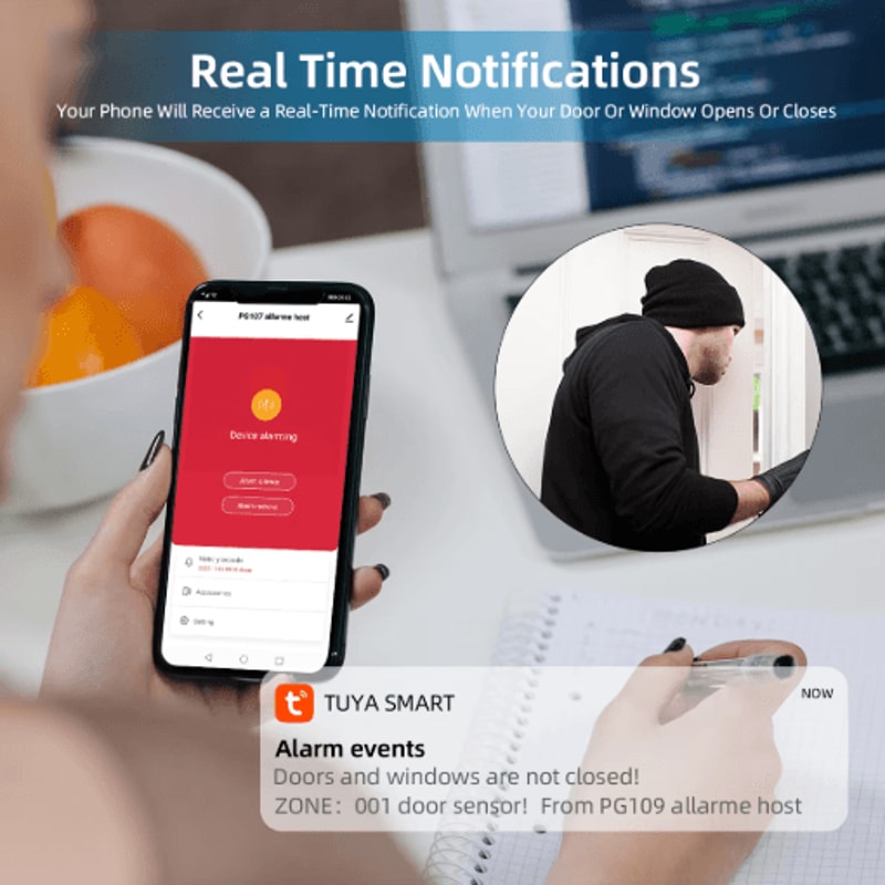 PG109 Smart Home Alarm System 43 WiFi GSM Burglar Security With Temperature Display 11