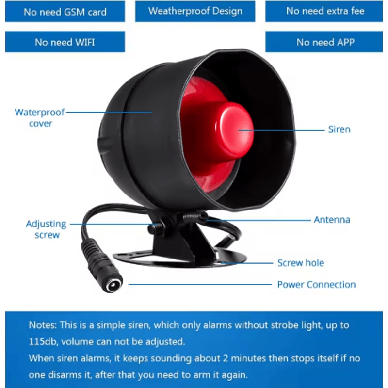 KERUI Standalone Wireless PIR Alarm Siren Home Garage Burglar Alert 6