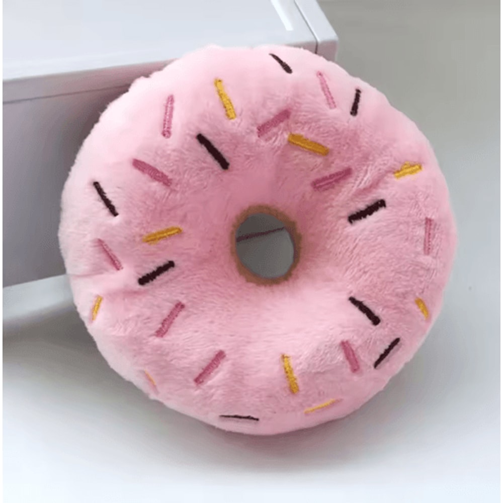 Squeaky Plush Donut Dog Toy Soft Chew Interactive Toy For Puppies And Small Dogs 2