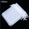 White Organza Drawstring Gift Bags 100Pack Elegant Party Jewelry Favor Pouches 1