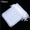 White Organza Drawstring Gift Bags 100Pack Elegant Party Jewelry Favor Pouches 1