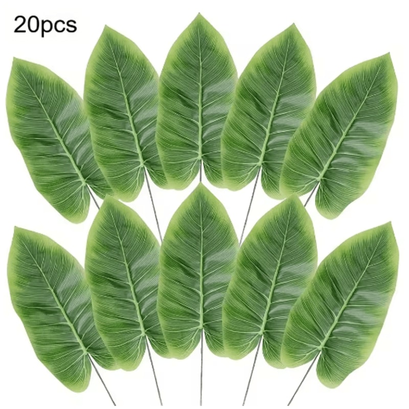 Artificial Banana Leaf Palm Branches 20Pack Realistic Green Foliage For Home Event Decor 1