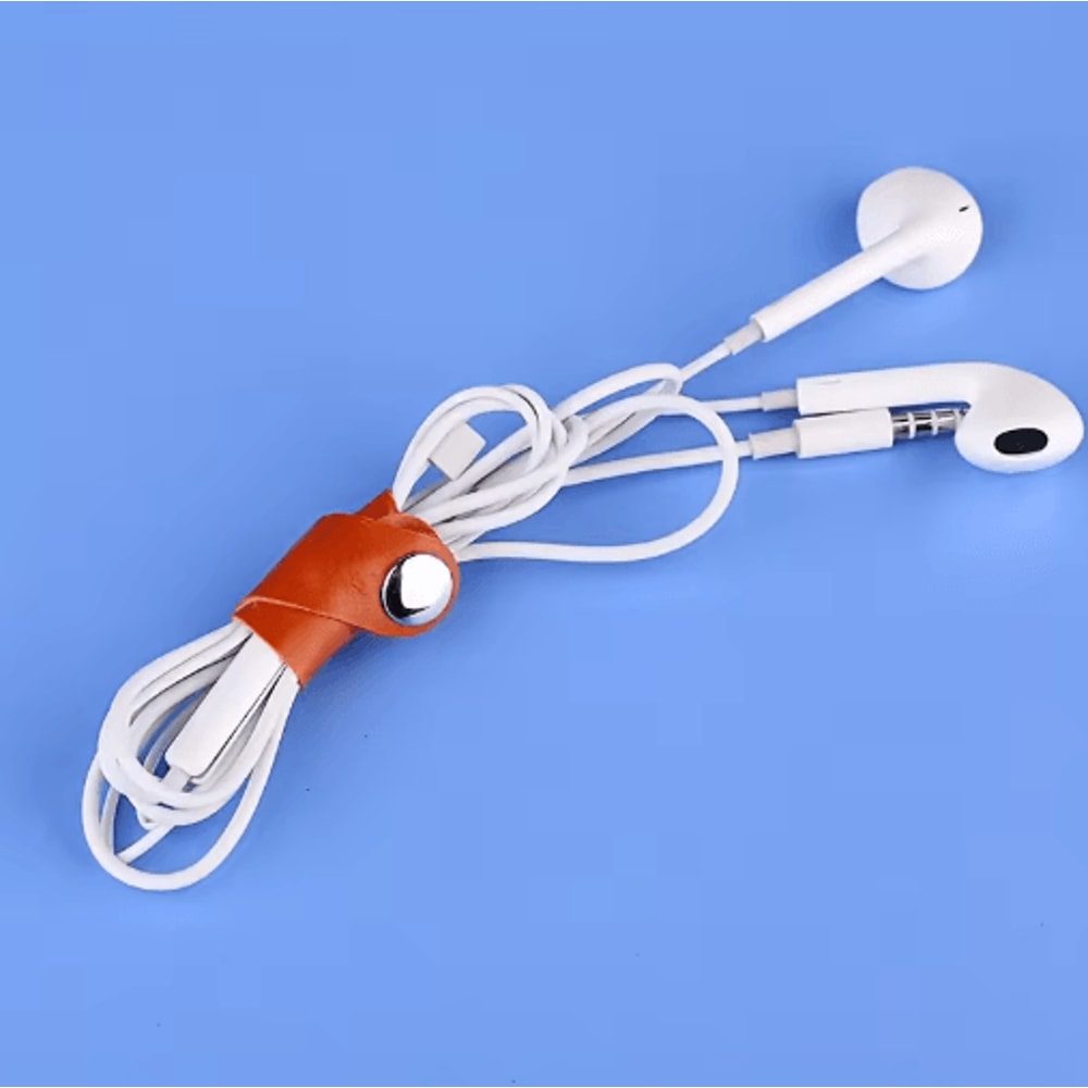 PU Leather Cable Organizer Straps Reusable Cord Management Ties For Home Office Travel 3