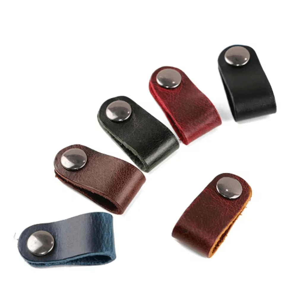 PU Leather Cable Organizer Straps Reusable Cord Management Ties For Home Office Travel 6