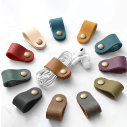 pu leather cable organizer straps – reusable cord management ties for home, office & travel