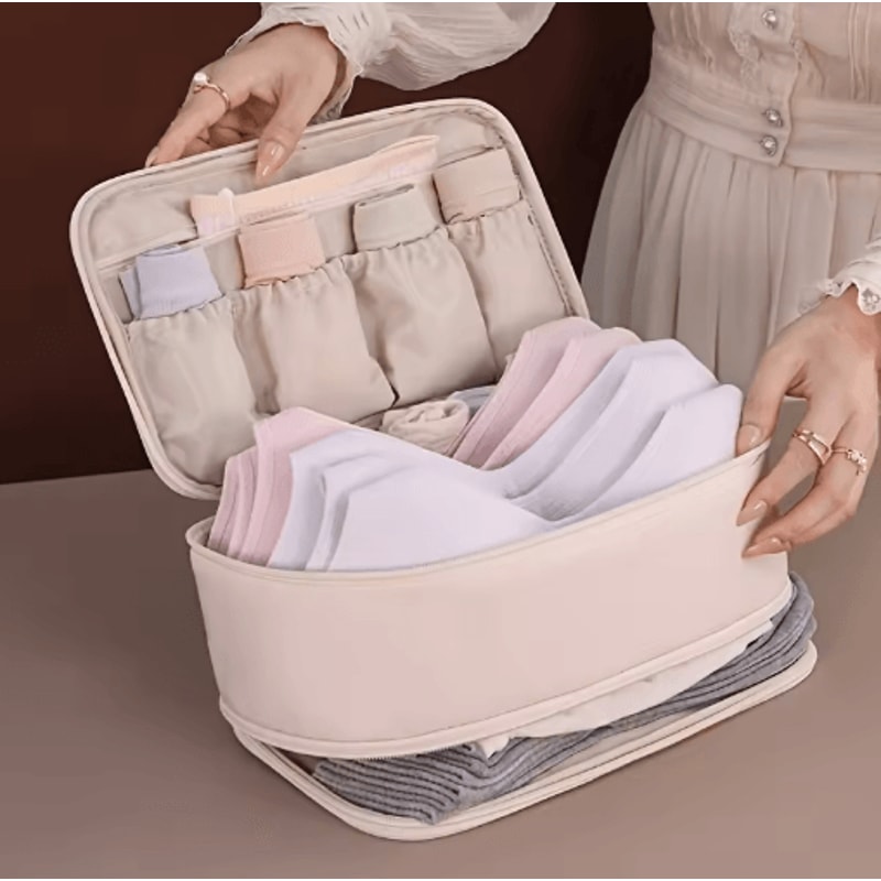 Travel Storage Organizer Bag DoubleLayer Underwear Socks Pantyhose Packing Pouch 7