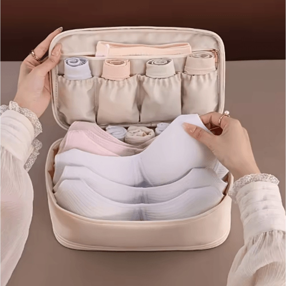 Travel Storage Organizer Bag DoubleLayer Underwear Socks Pantyhose Packing Pouch 0