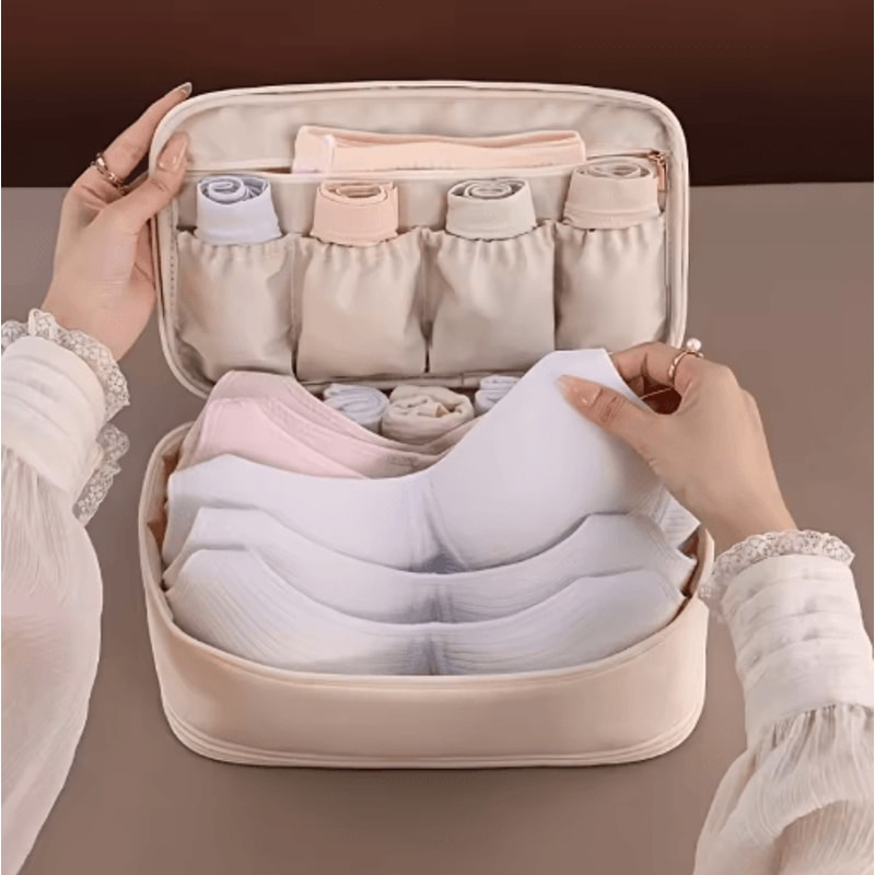 Travel Storage Organizer Bag DoubleLayer Underwear Socks Pantyhose Packing Pouch 0