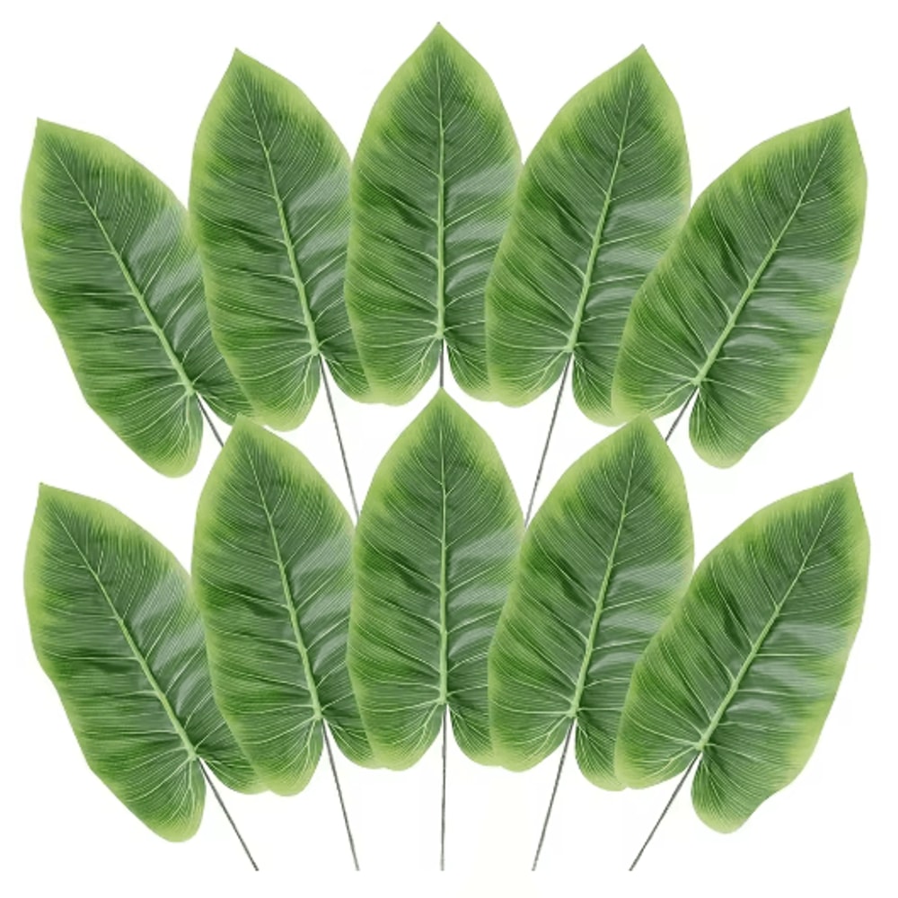 Artificial Banana Leaf Palm Branches 12Pack Realistic Green Foliage For Home Event Decor 0