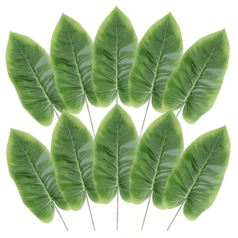 Artificial Banana Leaf Palm Branches 12Pack Realistic Green Foliage For Home Event Decor 0