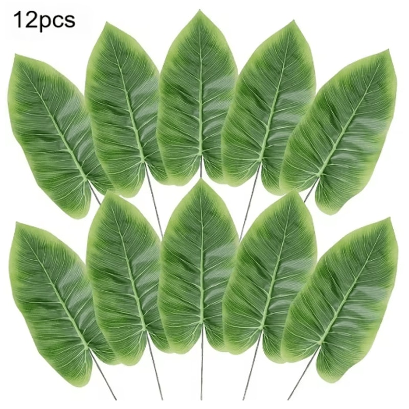 Artificial Banana Leaf Palm Branches 12Pack Realistic Green Foliage For Home Event Decor 6