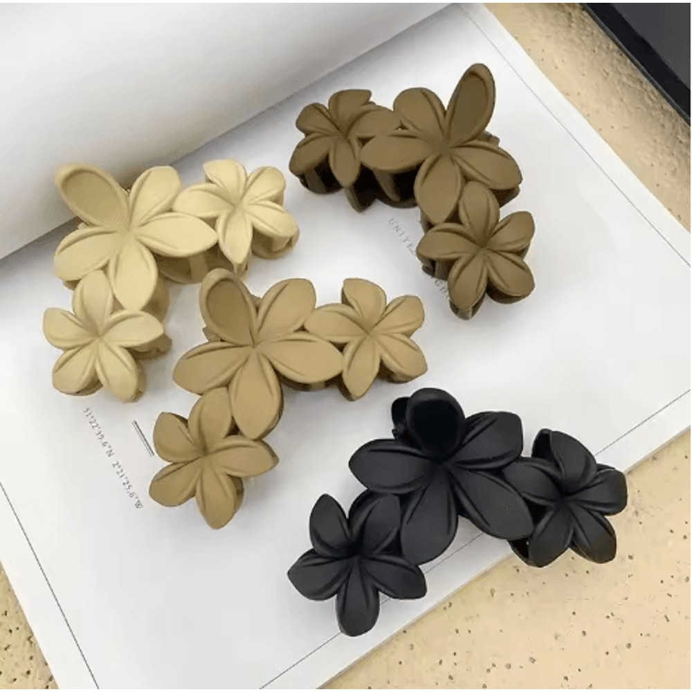 Vintage Flower Shark Hair Clip Frosted Grab Clip Hair Accessory For Women 3