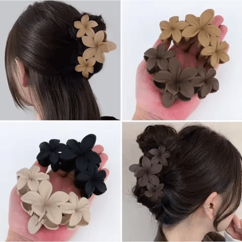 Vintage Flower Shark Hair Clip Frosted Grab Clip Hair Accessory For Women 4