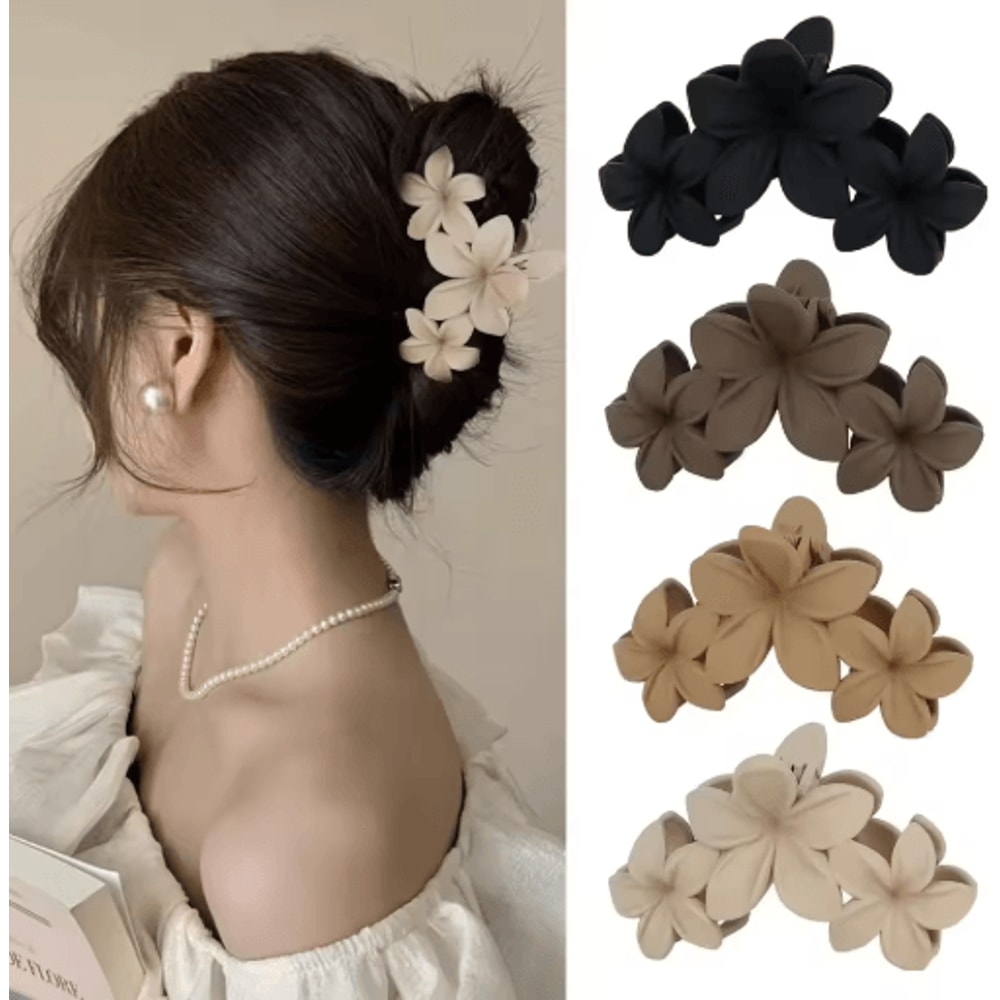 Vintage Flower Shark Hair Clip Frosted Grab Clip Hair Accessory For Women 0