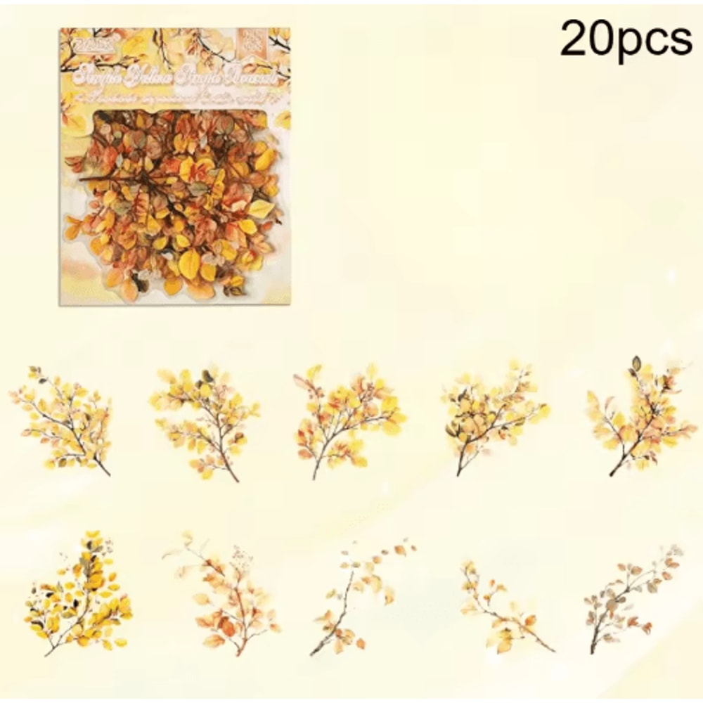 Retro Plant Flower PET Stickers 20Pack DIY Journal Scrapbooking Decoration Set 1