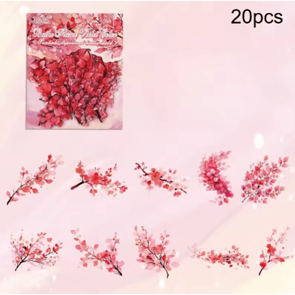 Retro Plant Flower PET Stickers 20Pack DIY Journal Scrapbooking Decoration Set 3