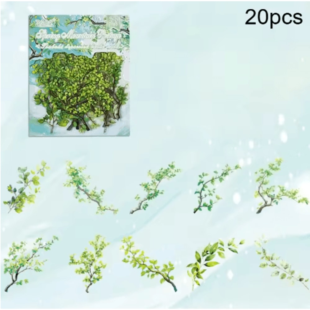 Retro Plant Flower PET Stickers 20Pack DIY Journal Scrapbooking Decoration Set 4