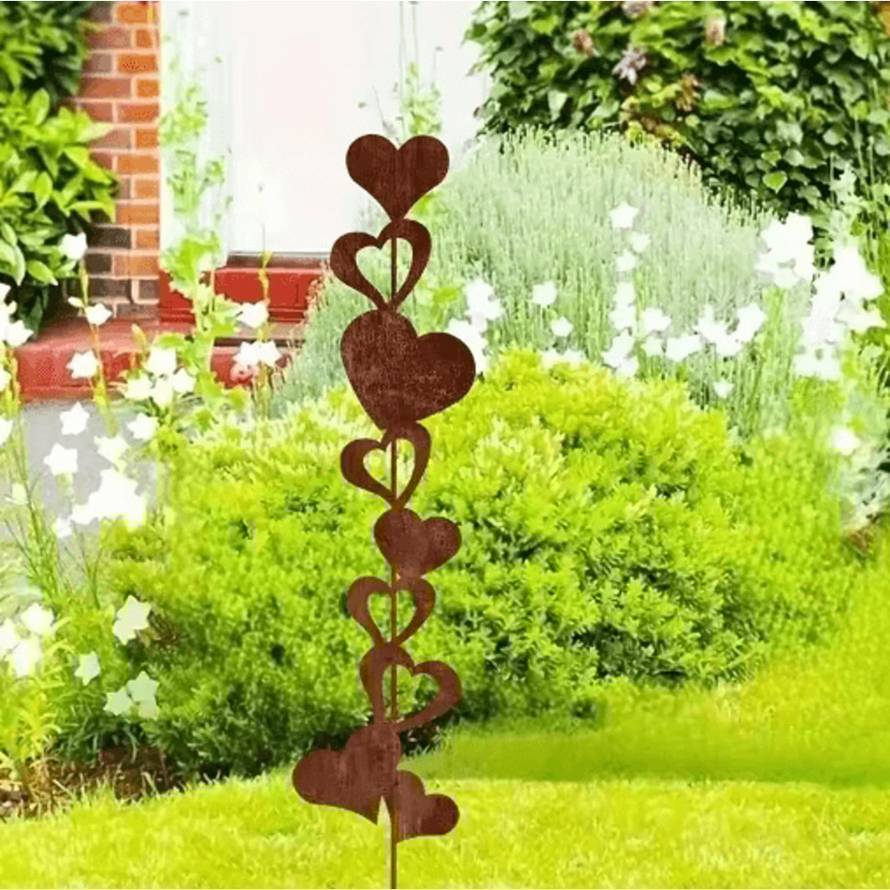 Rustic HeartShaped Iron Garden Stake Metal Outdoor Decor For Garden Patio Yard 4