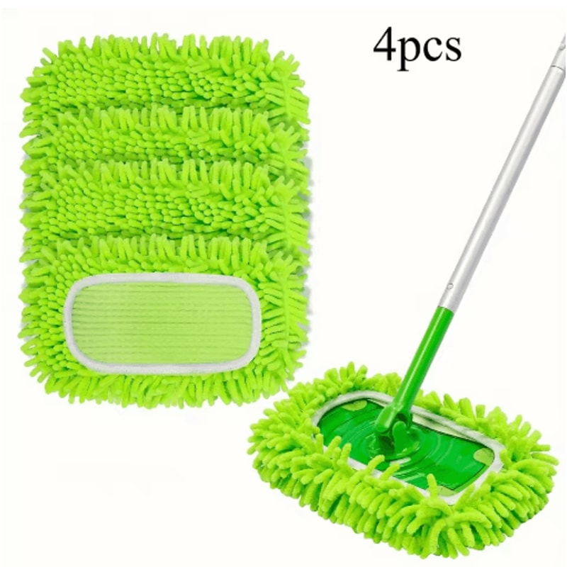 Reusable Chenille Mop Cloth Covers 4Pack Soft Highly Absorbent Floor Cleaning Pads 1