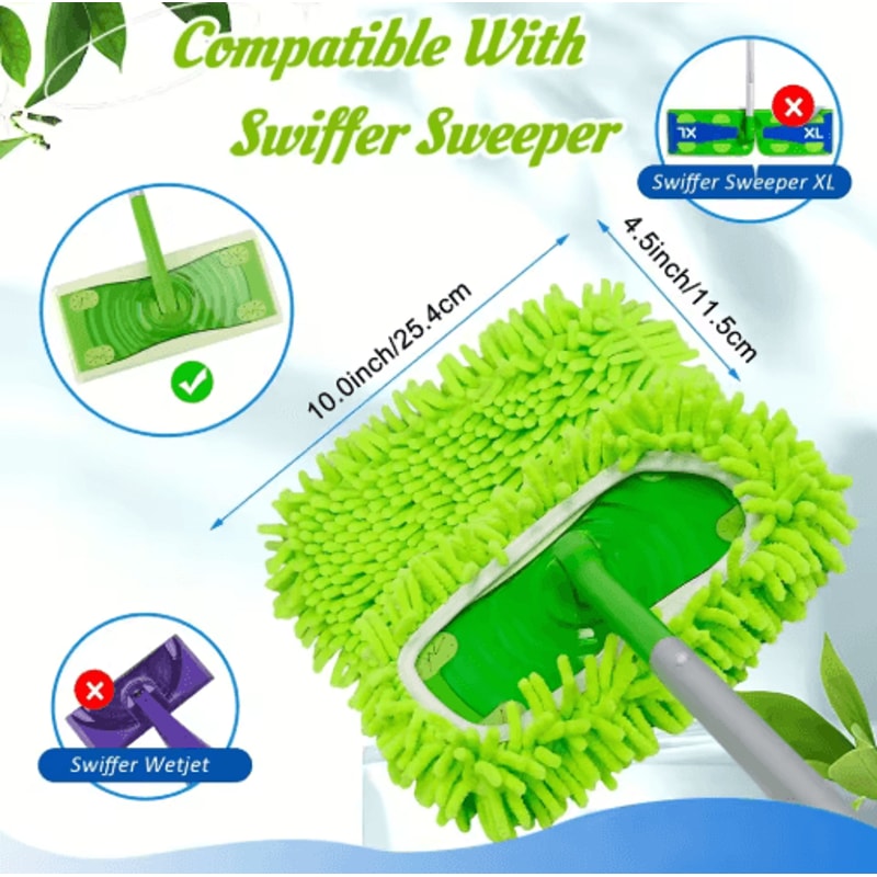 Reusable Chenille Mop Cloth Covers 4Pack Soft Highly Absorbent Floor Cleaning Pads 5