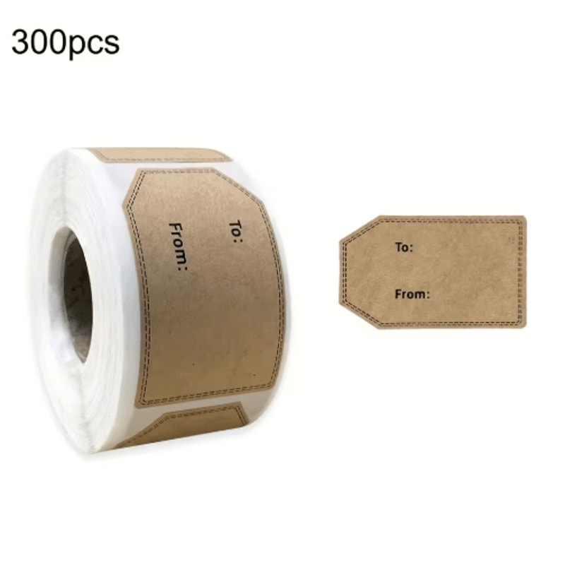 Kraft Paper Handmade Gift Tag Stickers 300Pack Decorative Packaging Party Labels 1