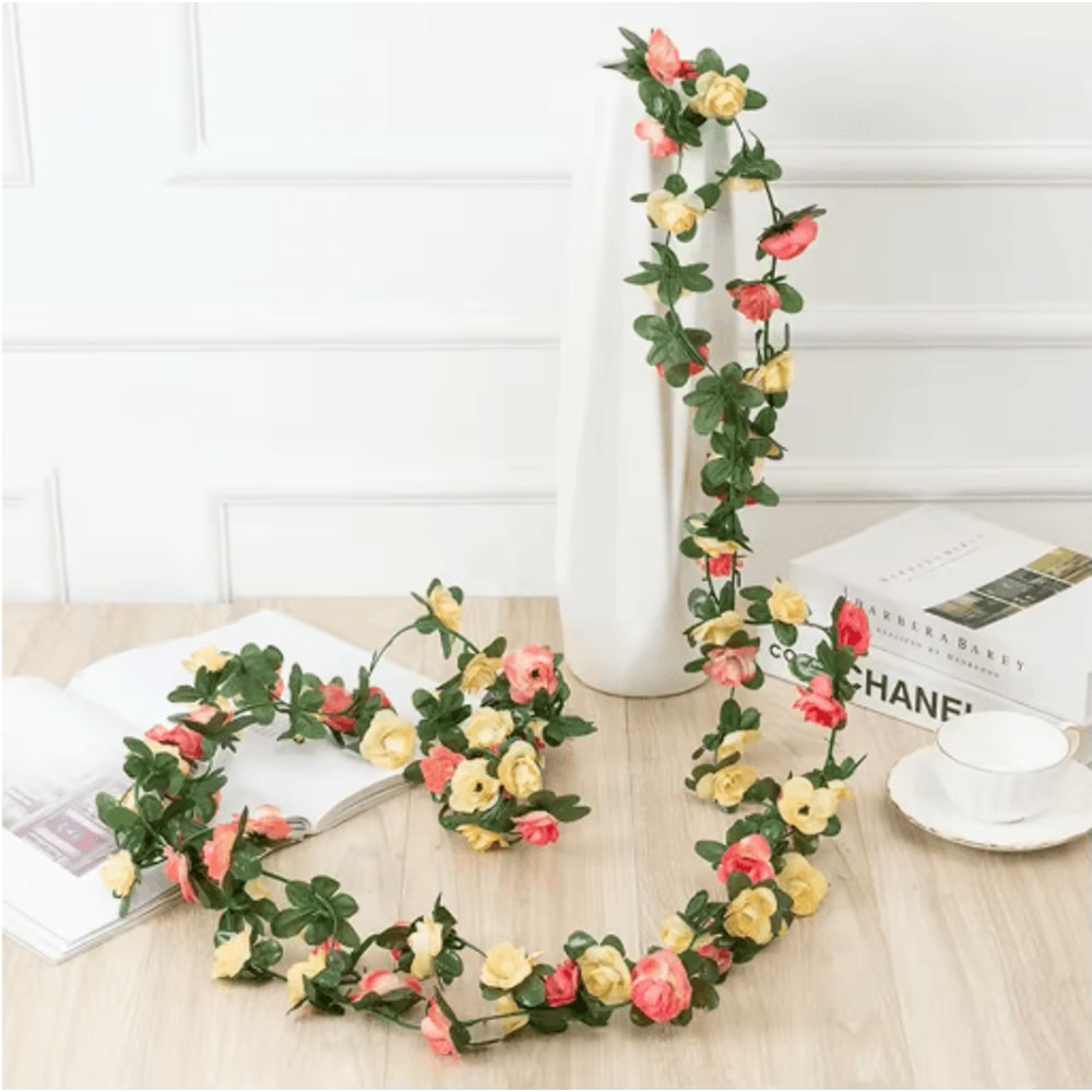 Artificial Rose Flower Vine 250cm Decorative Fake Floral Rattan For Home Wedding And Garden 6