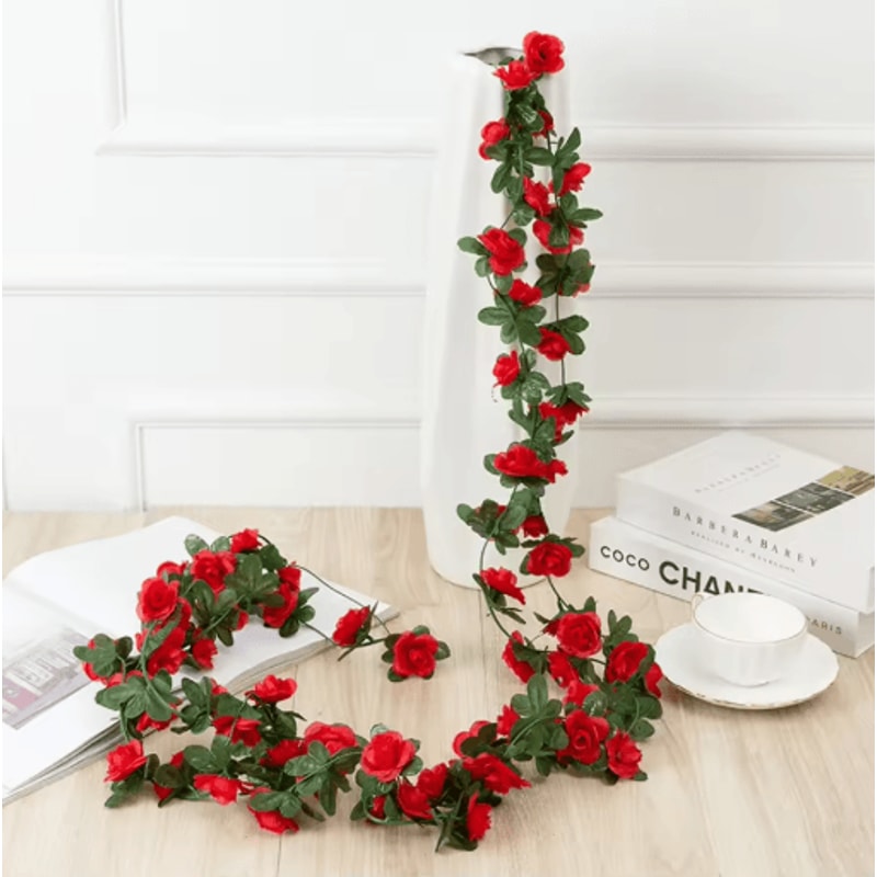 Artificial Rose Flower Vine 250cm Decorative Fake Floral Rattan For Home Wedding And Garden 9