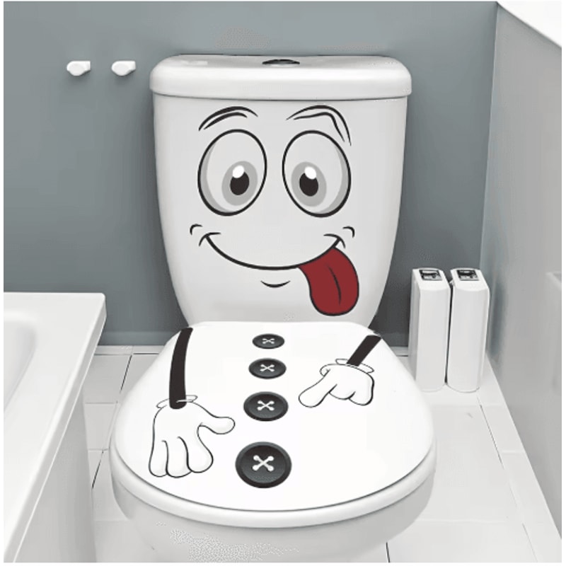 Cartoon Face Trash Can Stickers 4 Pack Self Adhesive PVC Expression Stickers For Bins 3