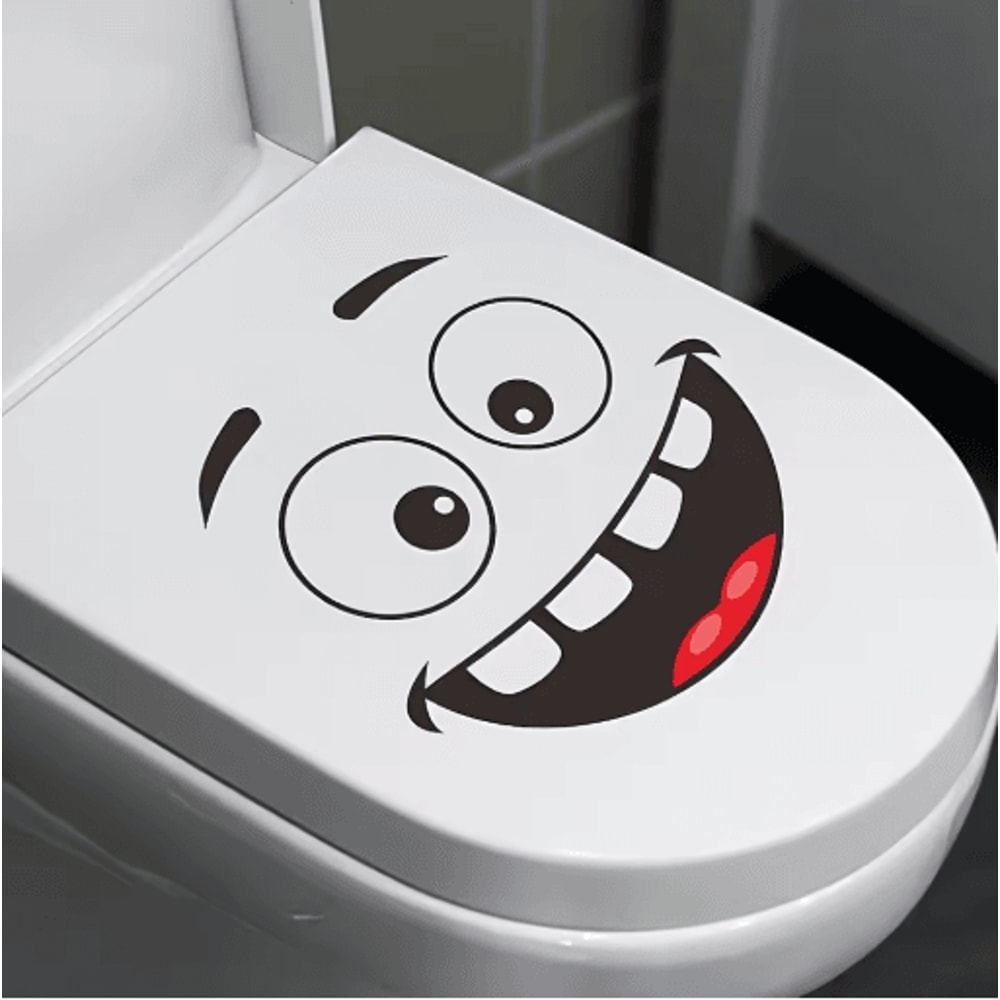 Cartoon Face Trash Can Stickers 4 Pack Self Adhesive PVC Expression Stickers For Bins 4