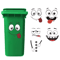 Cartoon Face Trash Can Stickers 4 Pack Self Adhesive PVC Expression Stickers For Bins 6