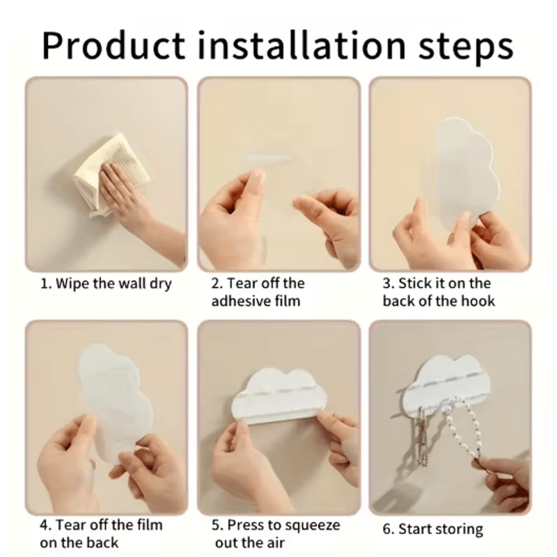 Cloud Shaped Jewelry Hook White Necklace And Bracelet Wall Organizer 2