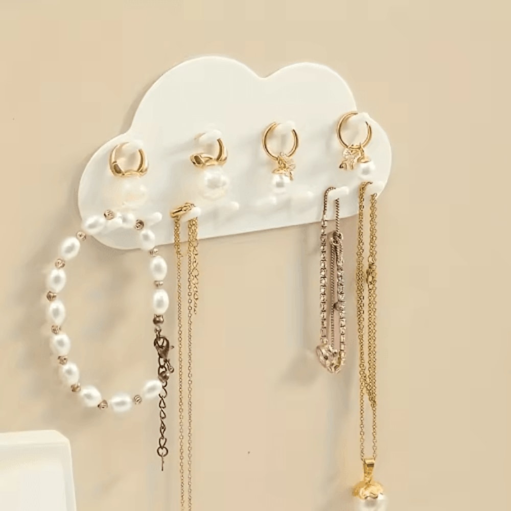 Cloud Shaped Jewelry Hook White Necklace And Bracelet Wall Organizer 4
