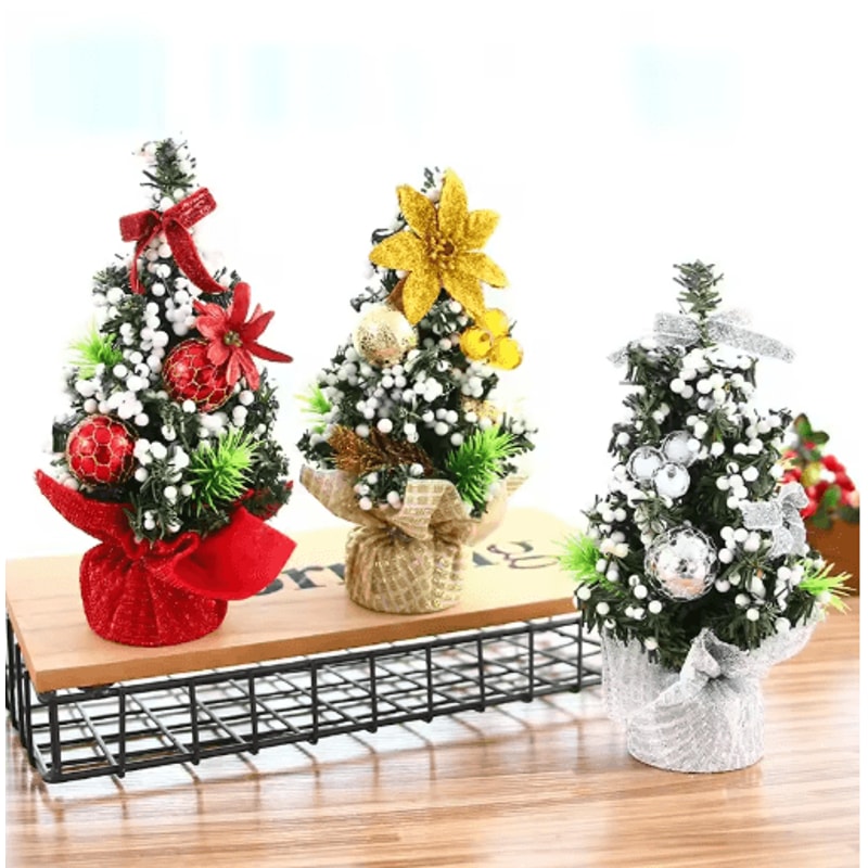 Mini Merry Christmas Tree 20cm Desktop Holiday Decoration For Home And Office 7