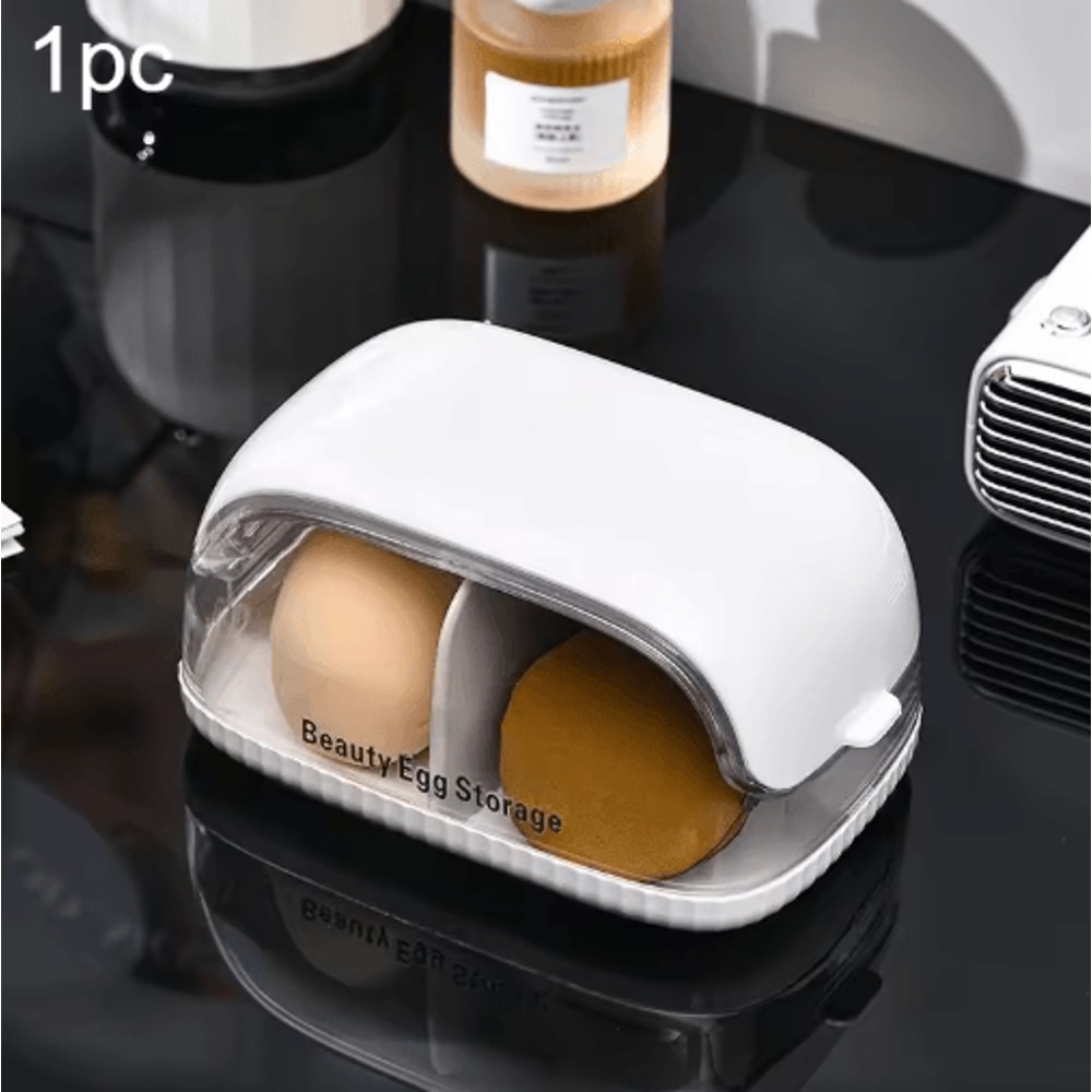 Transparent Makeup Sponge Holder Dustproof Plastic Beauty Organizer With Lid 1