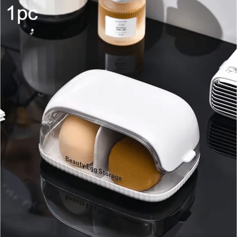 Transparent Makeup Sponge Holder Dustproof Plastic Beauty Organizer With Lid 1