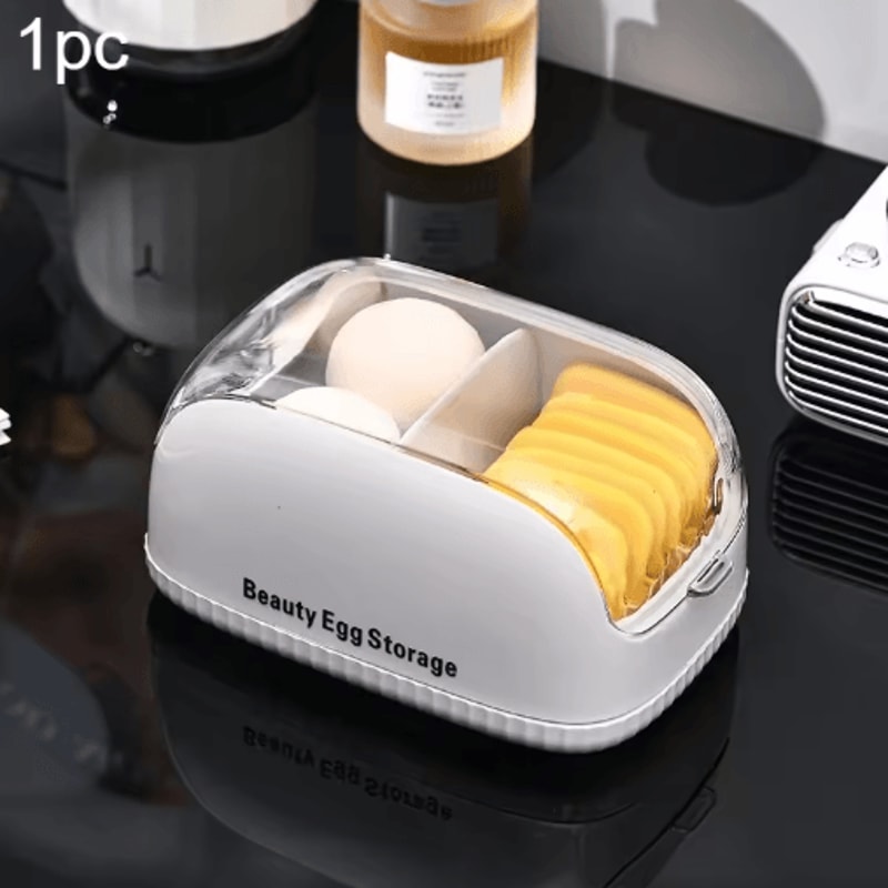 Transparent Makeup Sponge Holder Dustproof Plastic Beauty Organizer With Lid 2