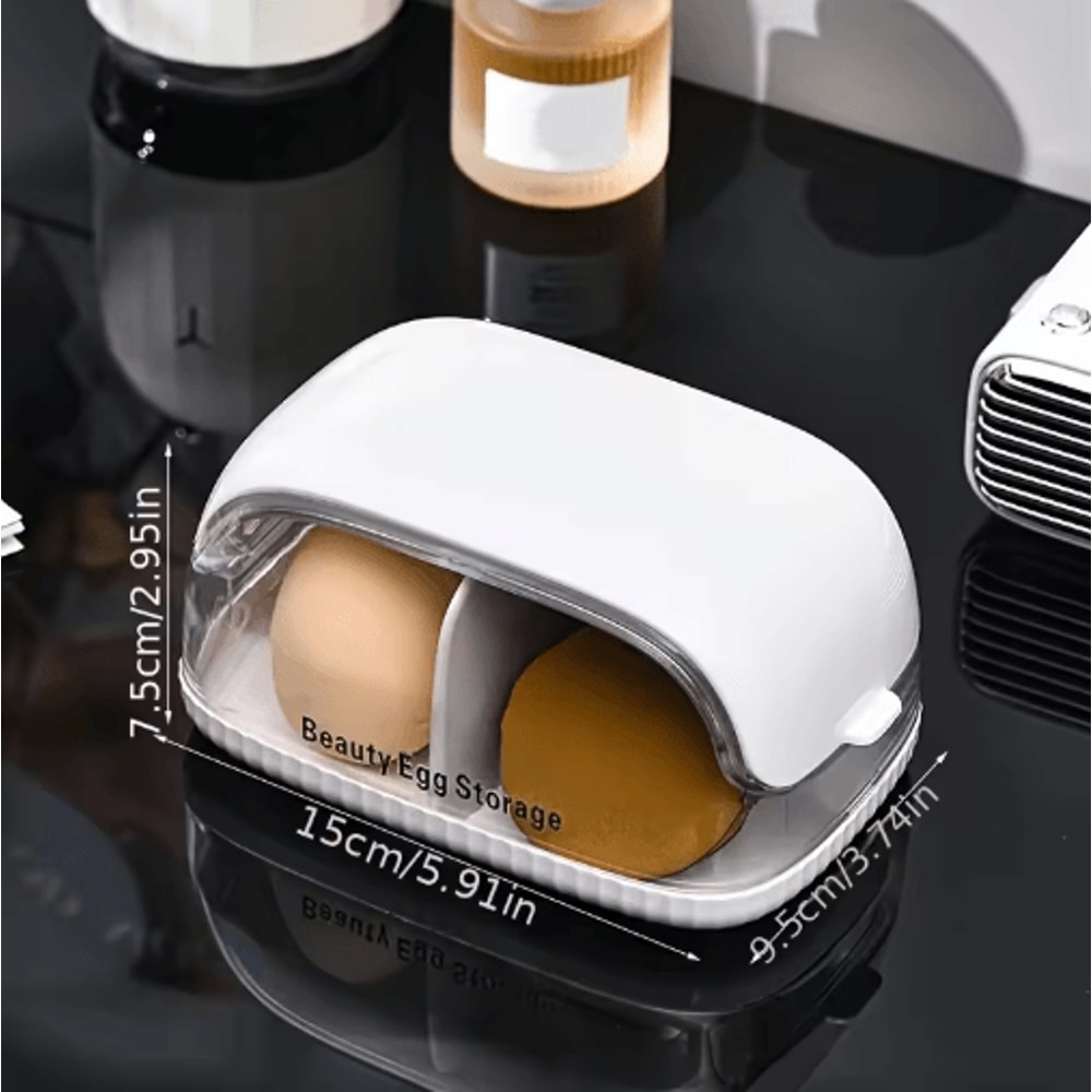 Transparent Makeup Sponge Holder Dustproof Plastic Beauty Organizer With Lid 3
