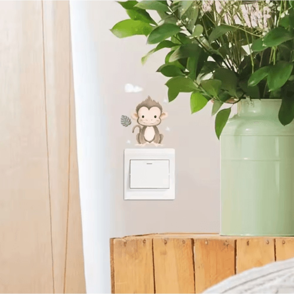 Cute Cartoon Animal Wall Stickers 6Piece Set PVC Switch Room Decor Decals 3