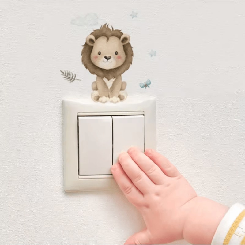 Cute Cartoon Animal Wall Stickers 6Piece Set PVC Switch Room Decor Decals 4