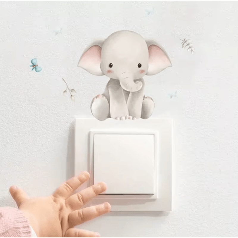 Cute Cartoon Animal Wall Stickers 6Piece Set PVC Switch Room Decor Decals 5