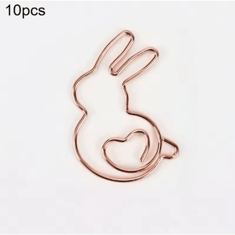 Rabbit HeartShaped Paper Clips 10Pack Cute Bookmarks DIY Craft Accessories 2