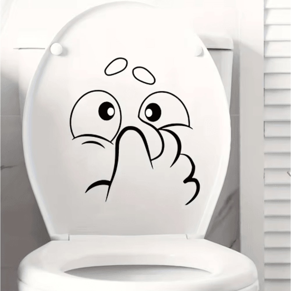 Cute Cartoon Bathroom Toilet Stickers Creative Fun Wall Toilet Art Decor 5
