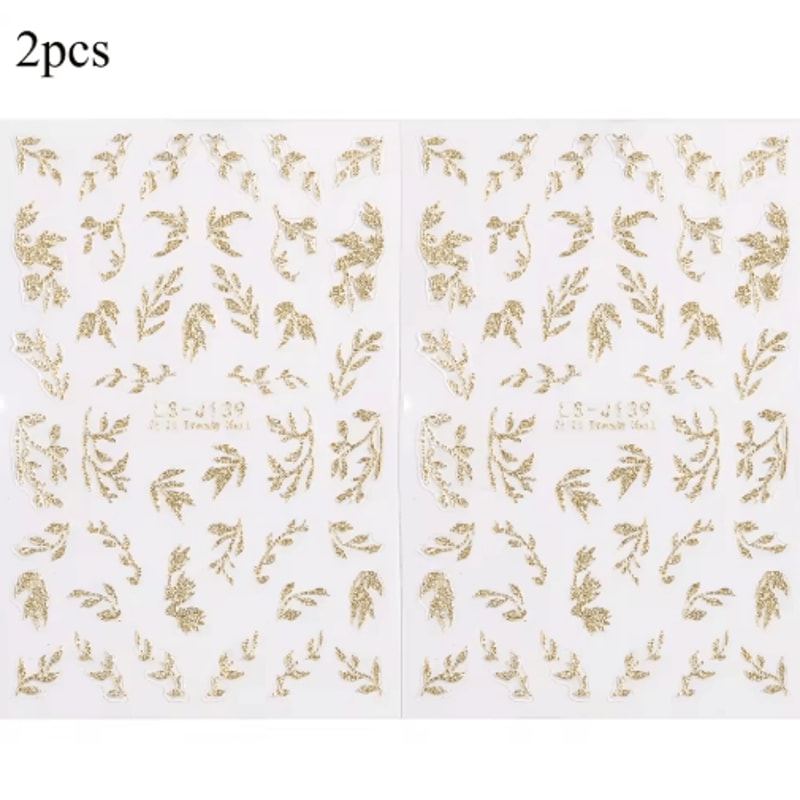 Autumn Leaf Nail Art Stickers 2Pack Waterproof SelfAdhesive DIY Manicure Decals 1