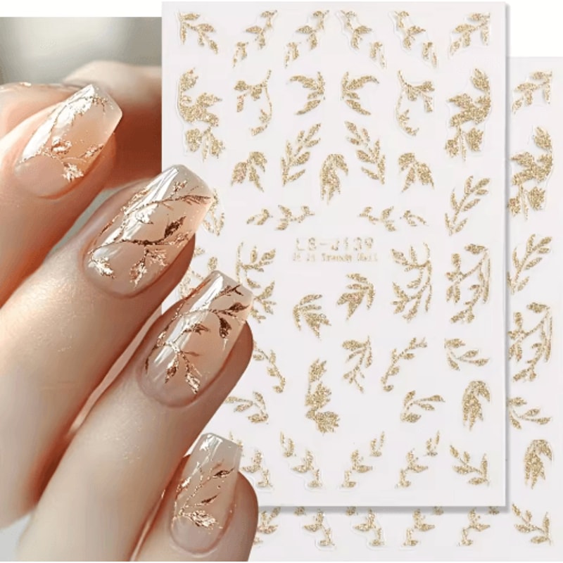 Autumn Leaf Nail Art Stickers 2Pack Waterproof SelfAdhesive DIY Manicure Decals 6
